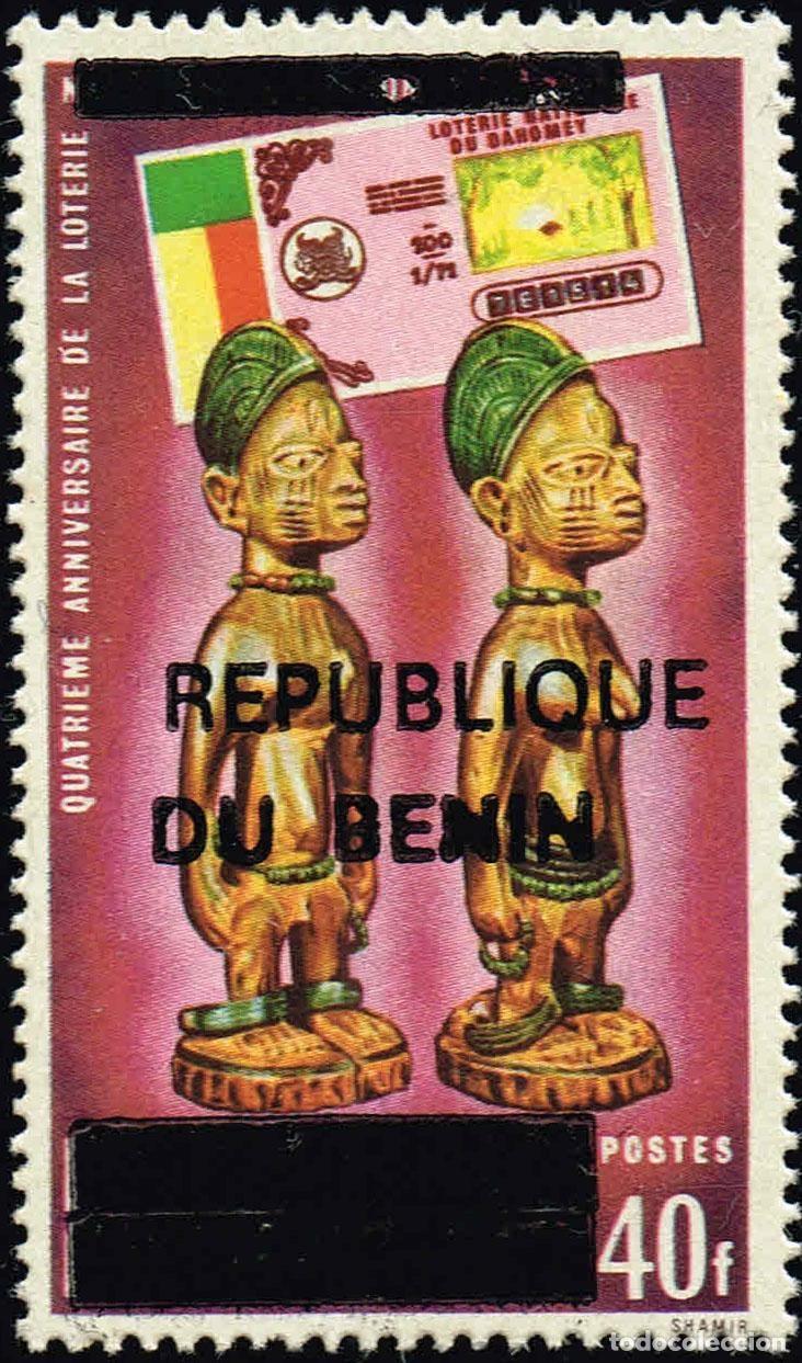 Stamps: Ben&iacute;n 1994 Mi. 565 sobrecargado loter&iacute;a nacional estatuillas arte africano