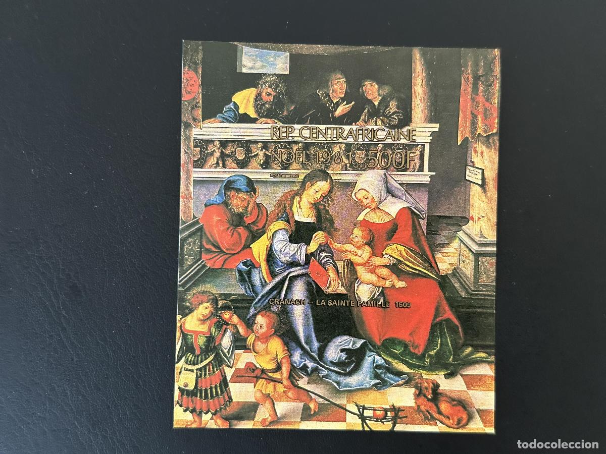 Sellos: Centro&aacute;frica 1981 Mi. Bl. 154B ND Navidad Cranach Sagrada Familia pintura