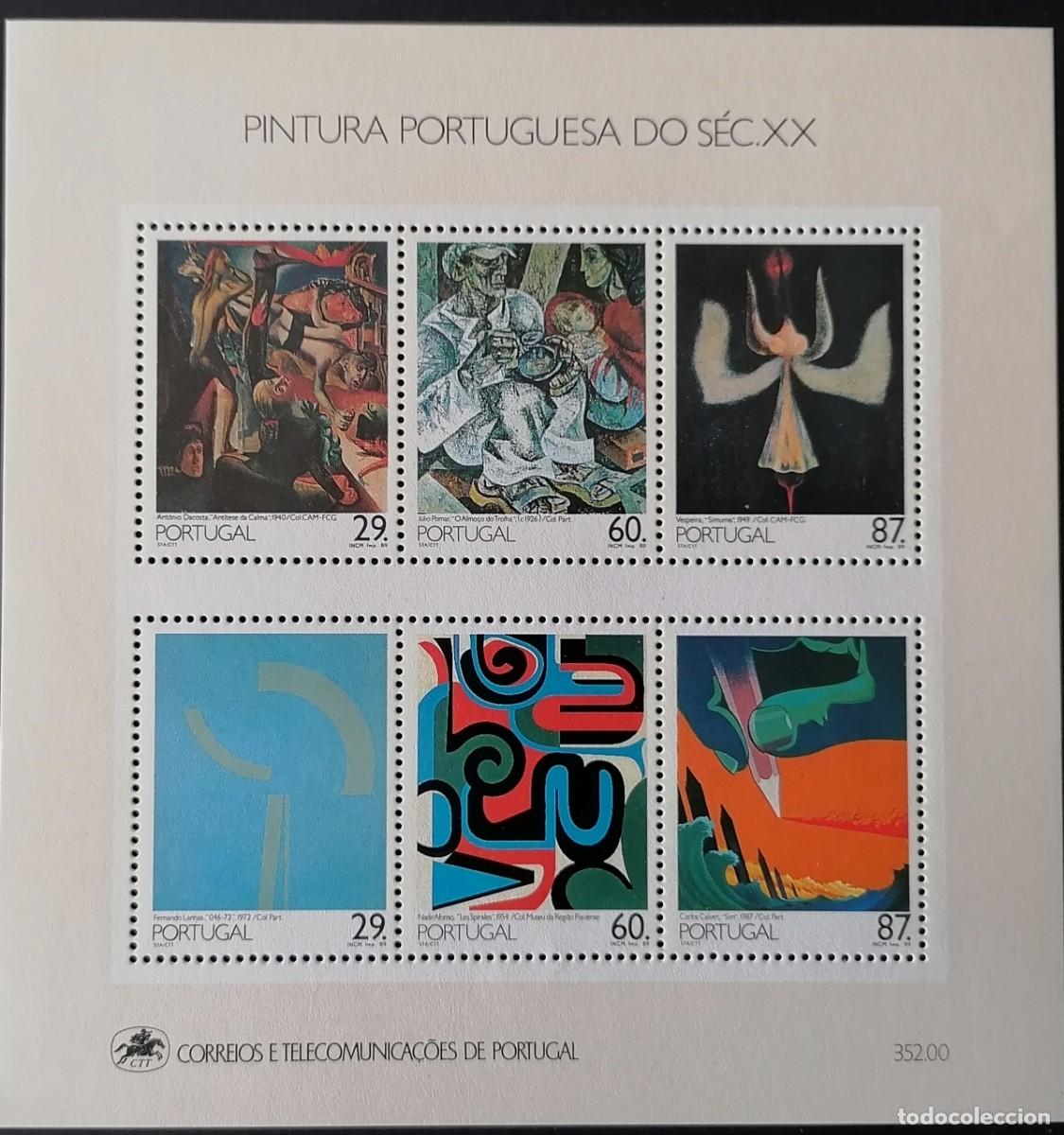 Sellos: PORTUGAL 1989 - HB PINTURAS SIGLO XX .