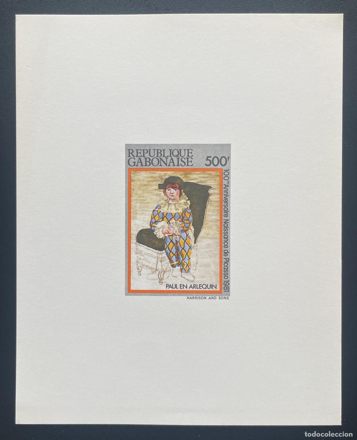 Sellos: Gab&oacute;n 1981 Mi. 804 a prueba de lujo Picasso Paul en Harlequin pintura arte
