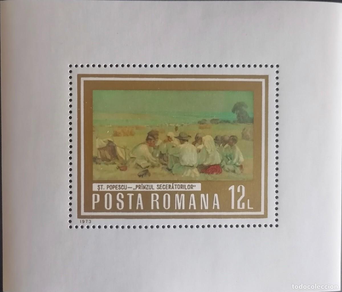 Sellos: RUMANIA 1973 - HB DESAYUNO DE LOS CAMPESINOS ....