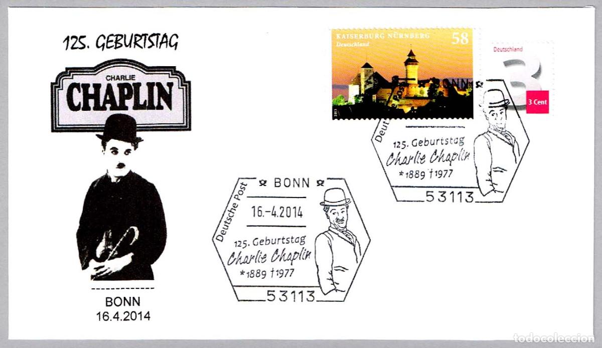 Sellos: Matasellos CINE - 125 A&Ntilde;OS NACIMIENTO CHARLIE CHAPLIN. Bonn, Alemania, 2014