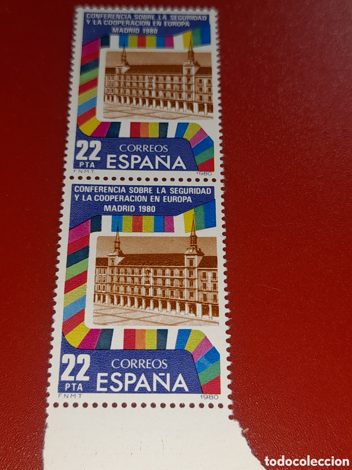 Sellos: Sello Espa&ntilde;a nuevo 1980. Conferencia cooperaci&oacute;n, seguridad. Arquitectura Edificio Sede Palacio Arte