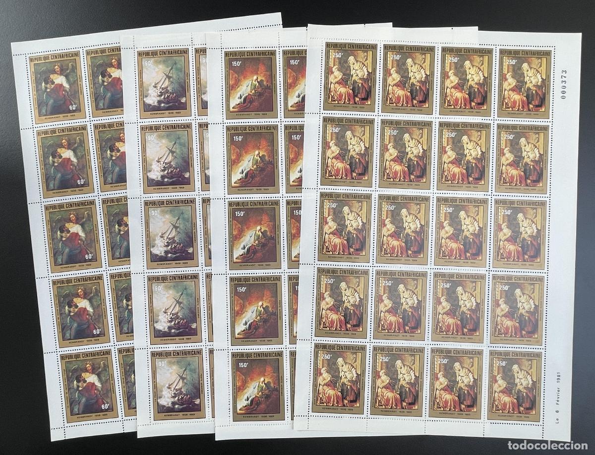 Sellos: Centroafricano 1981 YT PA 230-233 tabl&oacute;n Rembrandt pinturas arte