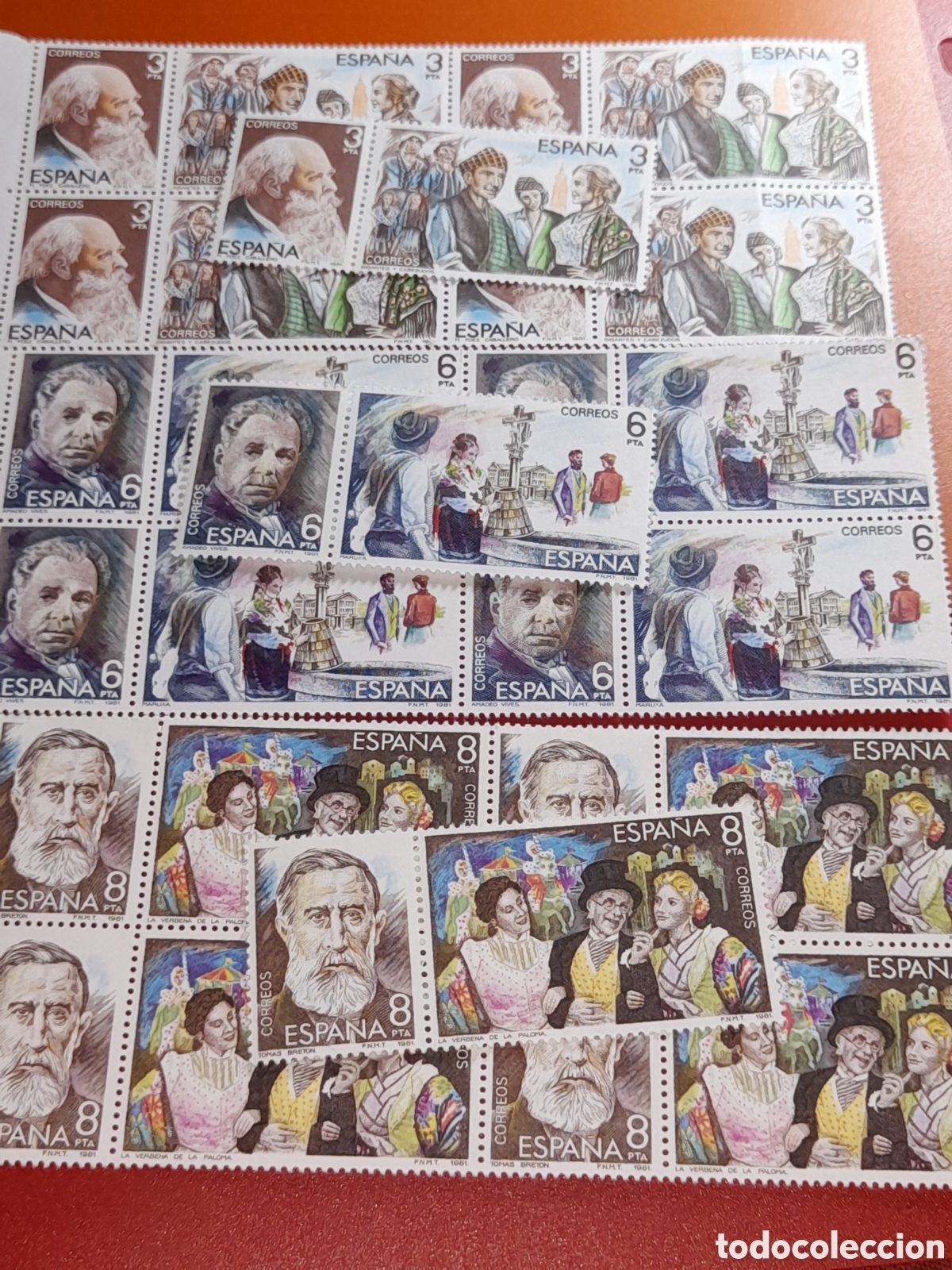 Sellos: Sello Espa&ntilde;a nuevo 1982. Maestros Zarzuela. Arte. Folclore. Disfraz. Bailes. Danza. Famosos. Vives.