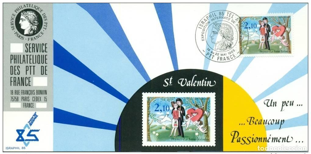 Sellos: 014 Mapa oficial Exposici&oacute;n ISRAPHIL 1985 Francia Los amantes de Peynet