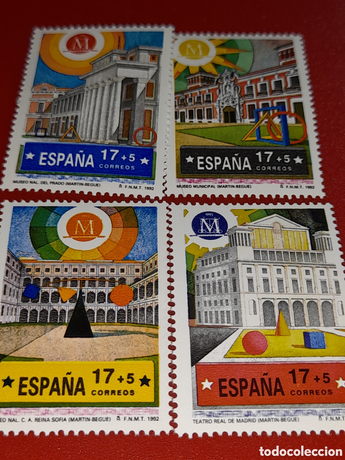 Sellos: Sello Espa&ntilde;a nuevo 1992. Madrid capital cultura. Arquitectura. Arte. Teatro Real. Museo Sof&iacute;a. Prado