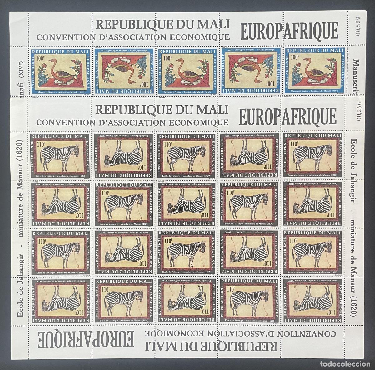 Sellos: Mali 1978 YT PA 334-335 tablero Europafrique cebra manuscrito Mansur t&ecirc;te-b&ecirc;che