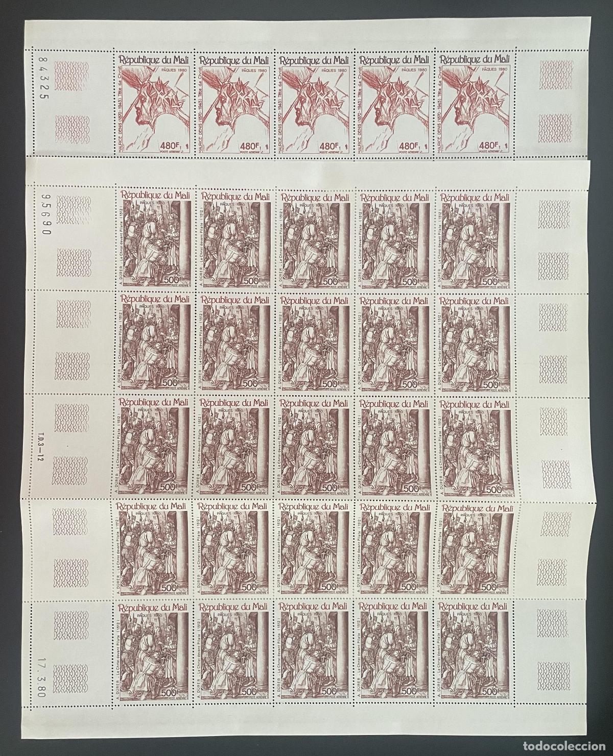 Sellos: Mali 1980 YT PA 384-385 bloc Pascua D&uuml;rer grabado pintura Cristo