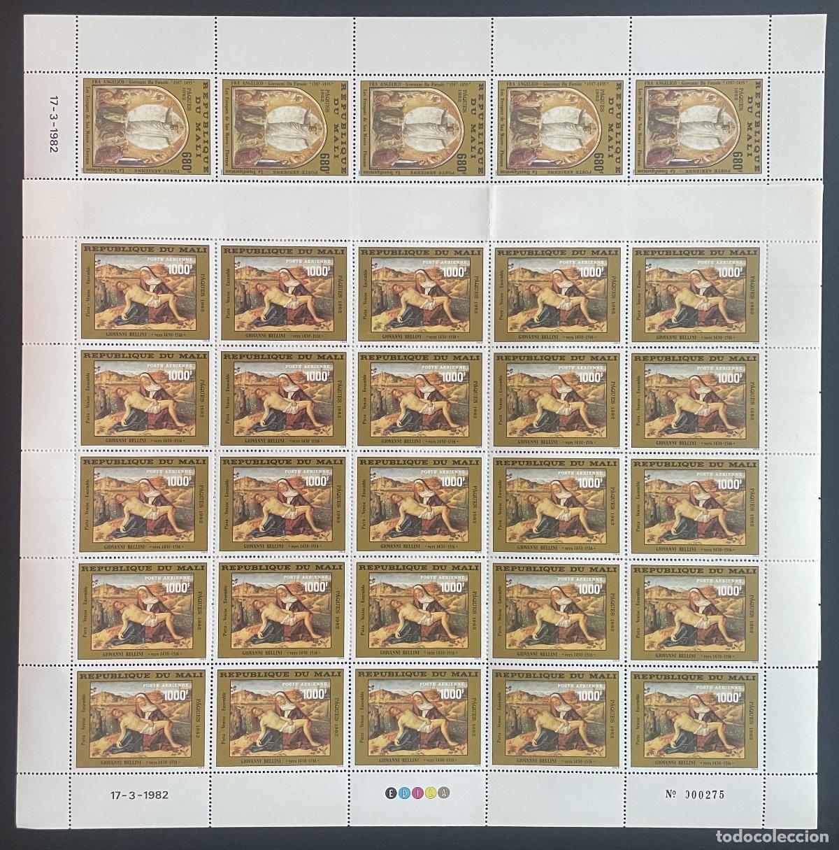 Sellos: Mali 1982 YT PA 447-448 bloque Pascua Bellini Fra Angelico pintura