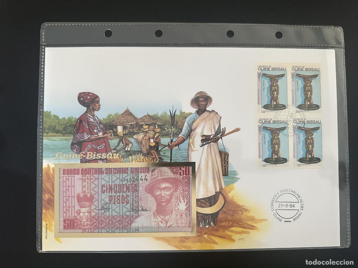 Sellos: Guinea-Bissau 1984 sobre numism&aacute;tico billete 50 pesos sellos arte