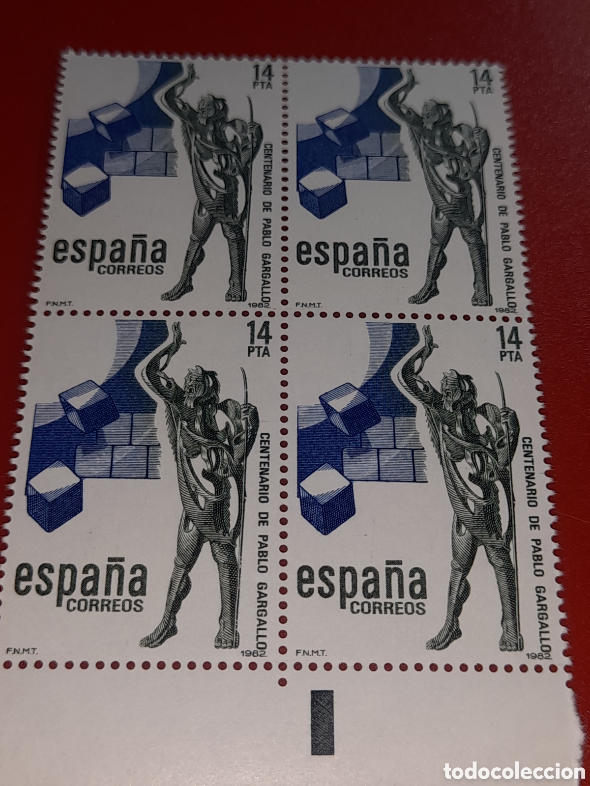 Sellos: Sello Espa&ntilde;a nuevo 1982. 100Aniv nacimiento escultor Pablo Gargallo. Arte. Esculturas. Forja. Artes