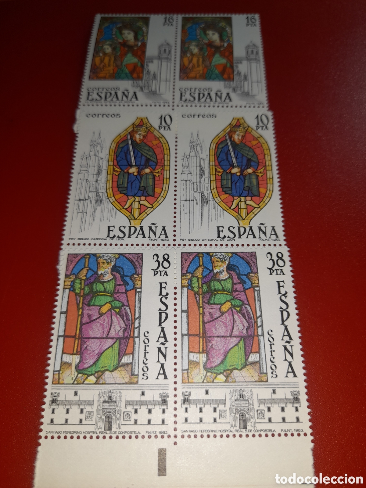 Sellos: Sello Espa&ntilde;a nuevo 1983. Vidrieras art&iacute;sticas. Arte. Artesania. Religi&oacute;n. Reyes. Catedral Le&oacute;n. Basi