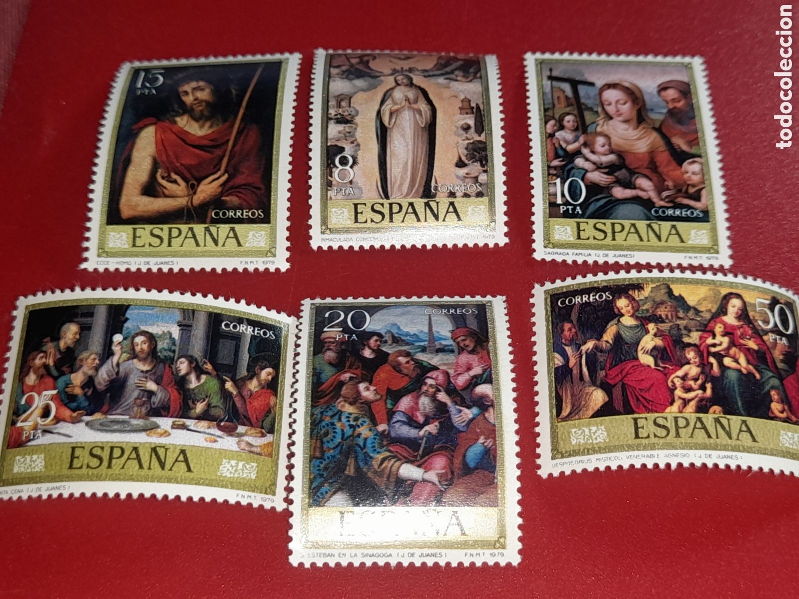 Sellos: Sello Espa&ntilde;a nuevo 1979. Dia sello. Juan de Juanes. 400Aniv Muerte. Religi&oacute;n. Arte. &Uacute;ltima cena.