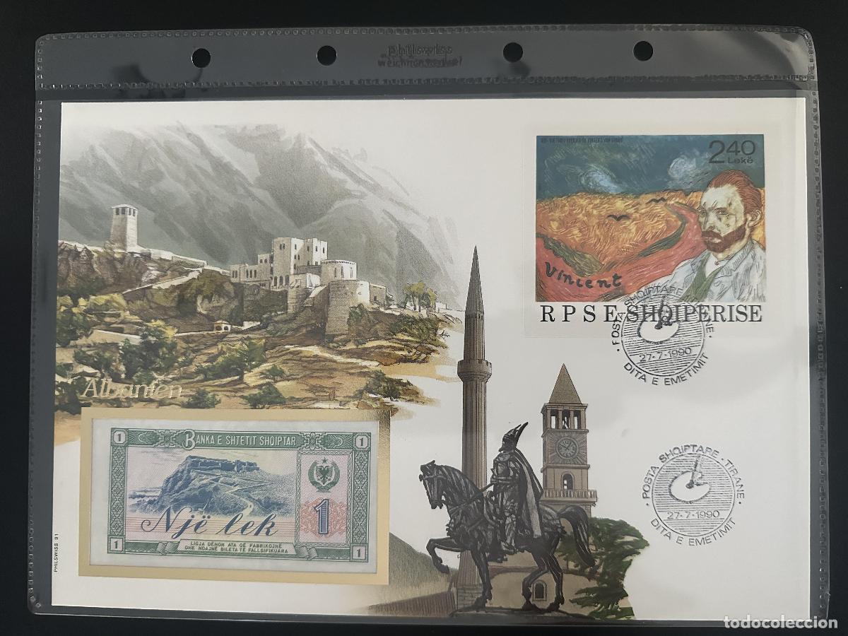 Sellos: Albania Philswiss carta billete 1990 Van Gogh 240 Leke 1 Lek