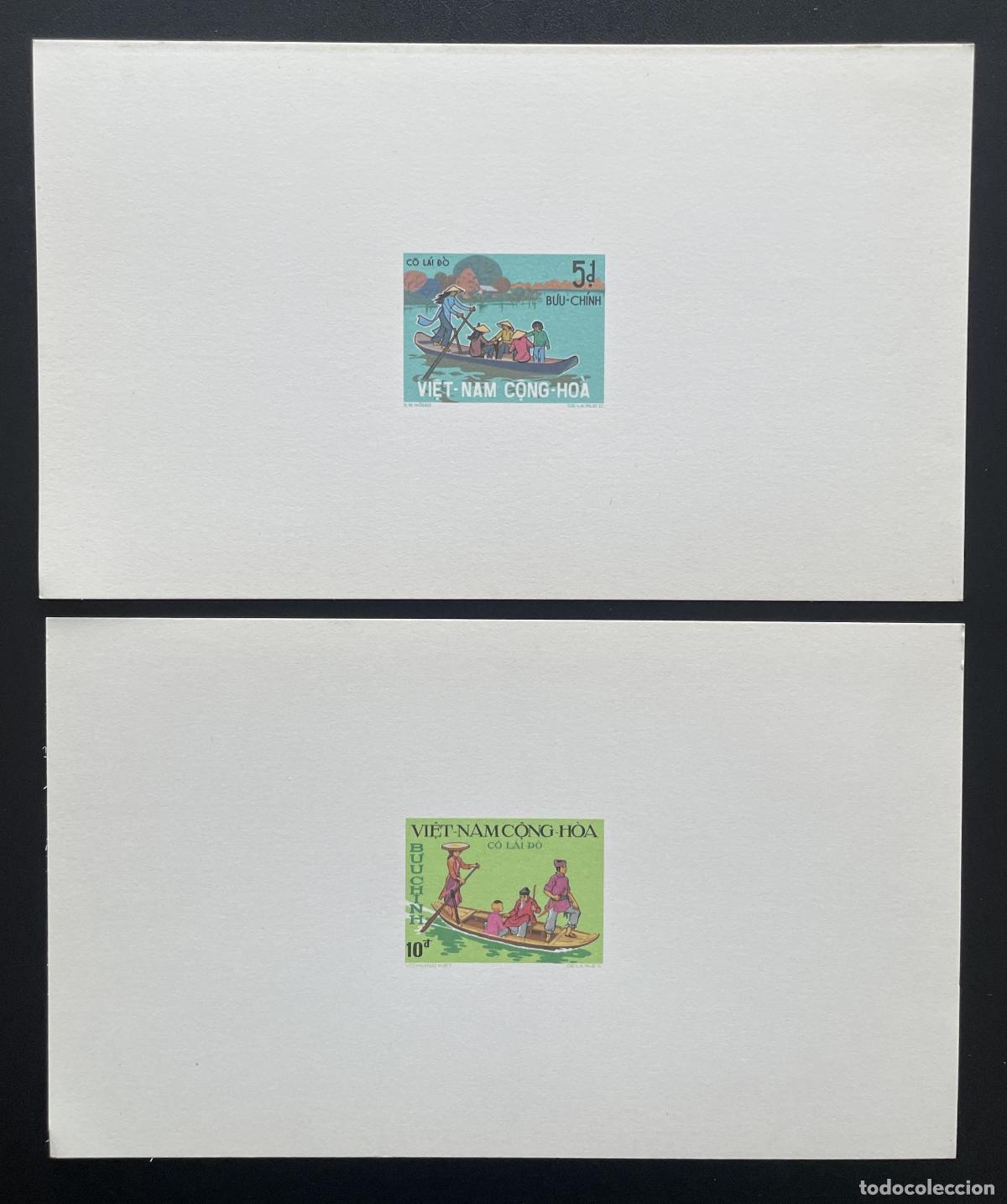 Sellos: Vietnam South 1974 YT 470 471 para eventos de lujo barco r&iacute;o canoa