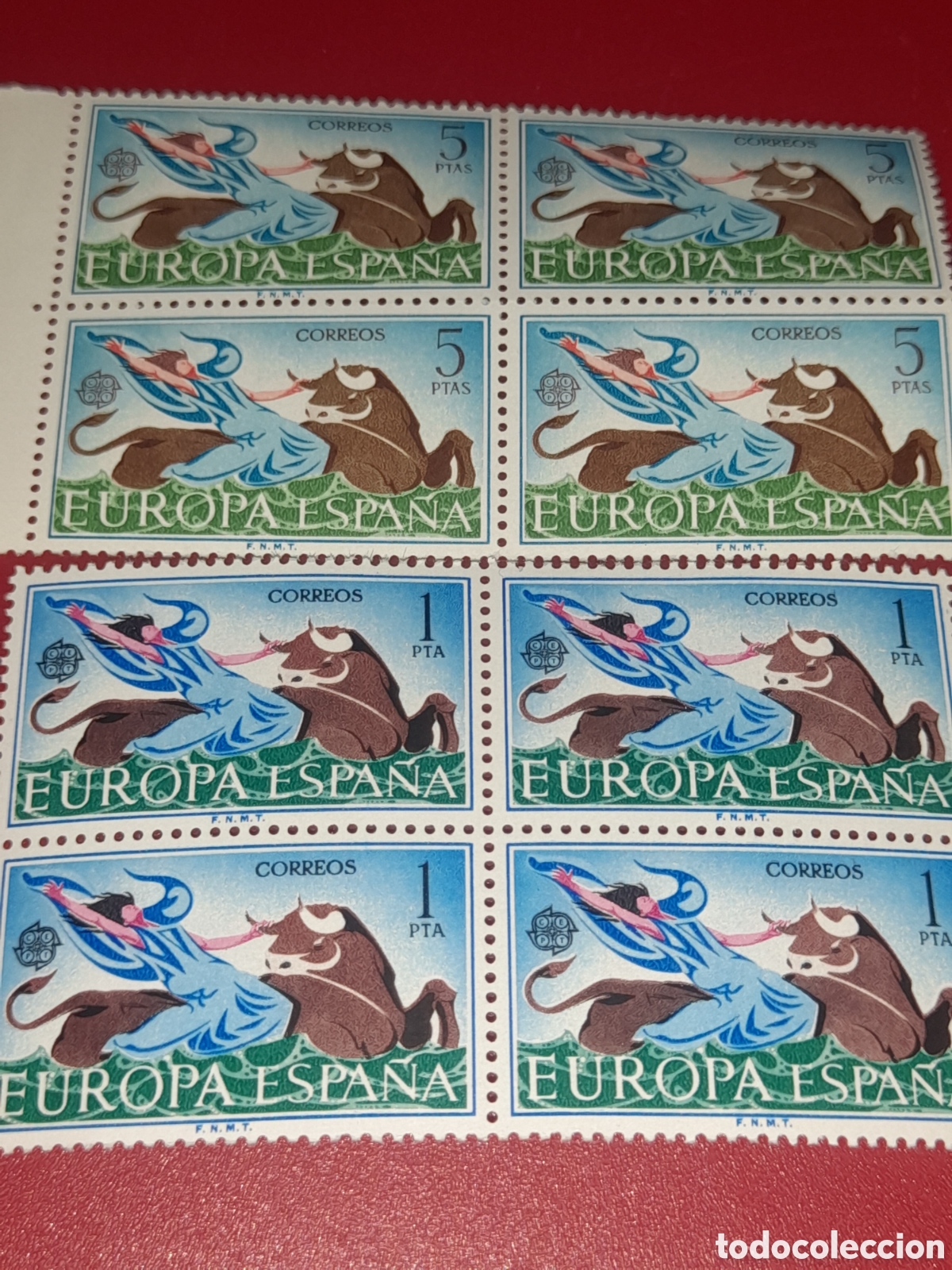 Sellos: Sello Espa&ntilde;a nuevo 1966. Emison conjunta Europa. CEPT. Toro. Fauna. El rapto. Mitolog&iacute;a. Fauna. Vaca