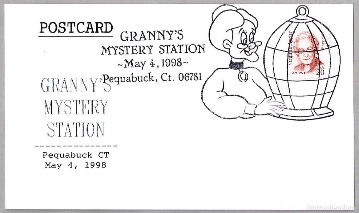 Sellos: Matasellos CINE - GRANNY - ABUELA EN PIOLIN/TWEETY. Pequabuck CT, Estados Unidos, 1998