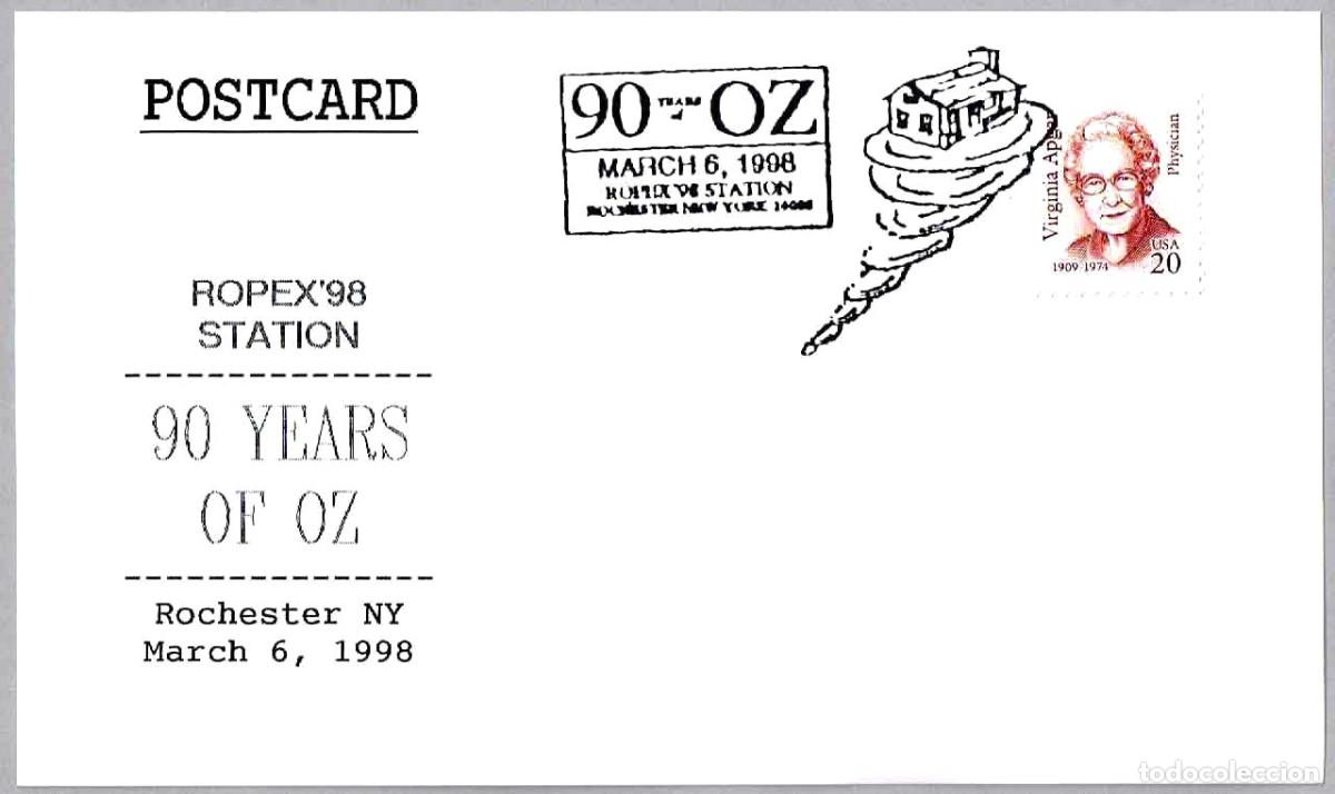 Sellos: Matasellos CINE - 90 A&Ntilde;OS PRIMERA ADAPTACION AL CINE - MAGO DE OZ. Rochester, Estados Unidos, 1998