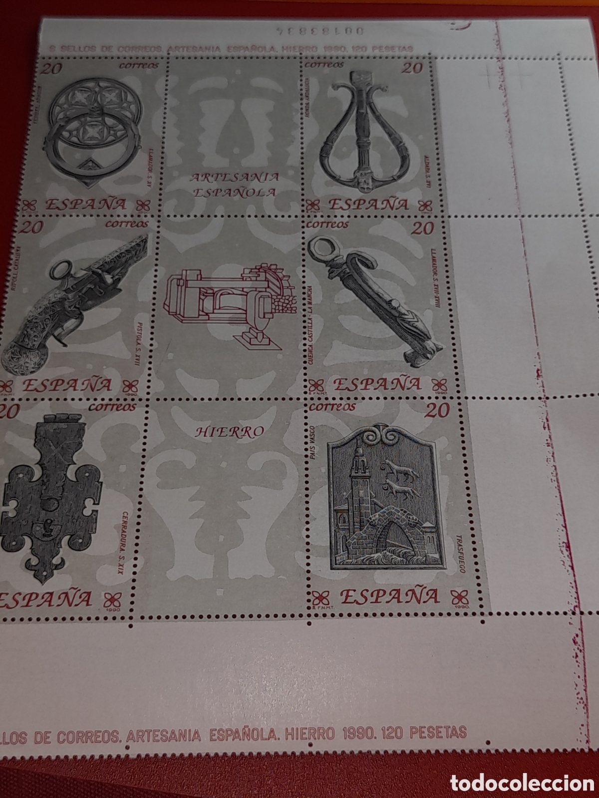 Sellos: HB Espa&ntilde;a nuevo 1990. Artesan&iacute;a. Hierro. Forja. Arte. Artesania. Aldaba. Llamador. Catedral. Pistola