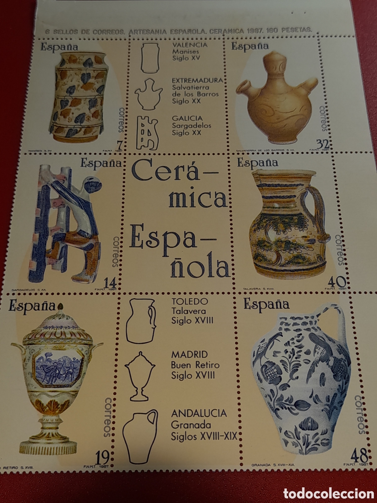 Sellos: HB Espa&ntilde;a nuevo 1987. Artesania. Cer&aacute;mica. Arte.