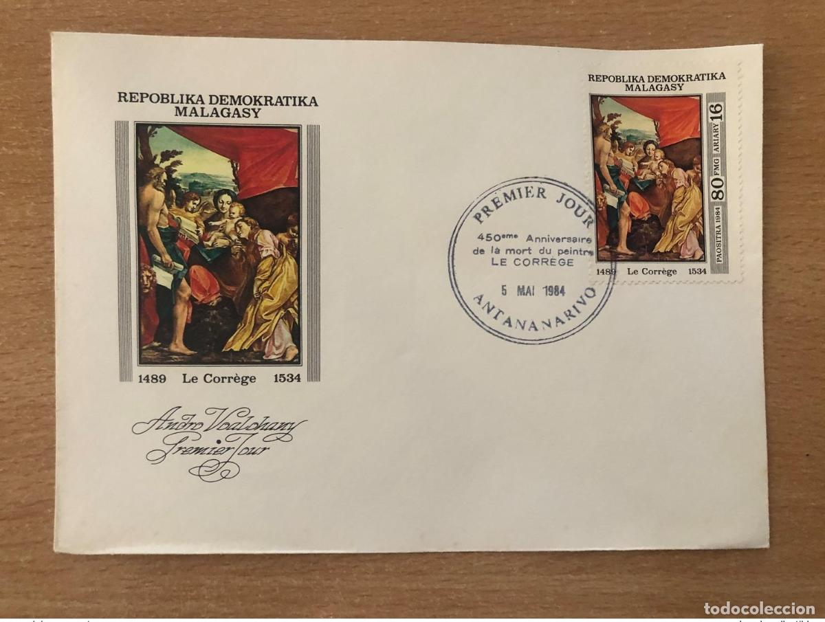 Sellos: Madagascar 1984 Mi. 948 FDC Pintura art&iacute;stica Correggio 1489 1534 pintor