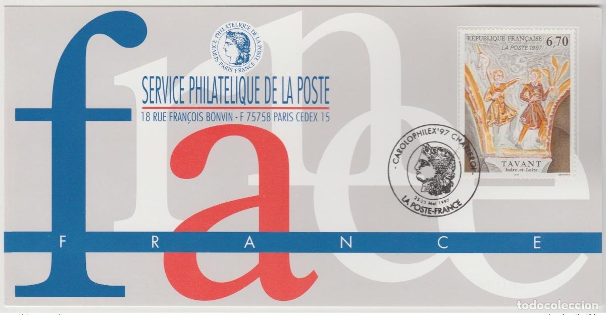 Sellos: 150 Mapa oficial de la exposici&oacute;n Carolophilex Charleroi 1997 Francia FDC Tavant