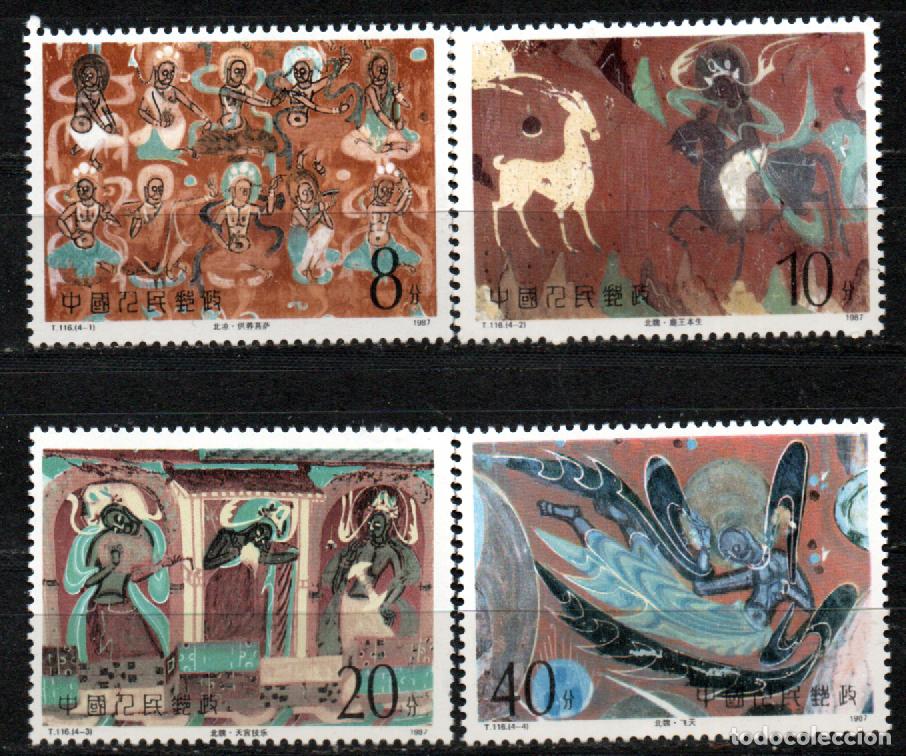 Sellos: REPUBLICA POPULAR CHINA IVERT N&ordm; 2827/30, Frescos budistas de Dunhuang., NUEV0 ** SERIE COMPLETA