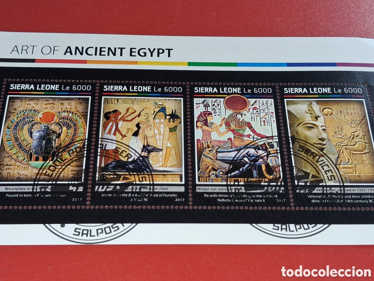 Sellos: HB Sierra Leona mtda 2017. Arte. Artesan&iacute;a antiguo Egipto. Tesoros. Arqueologia. Historia. Ra