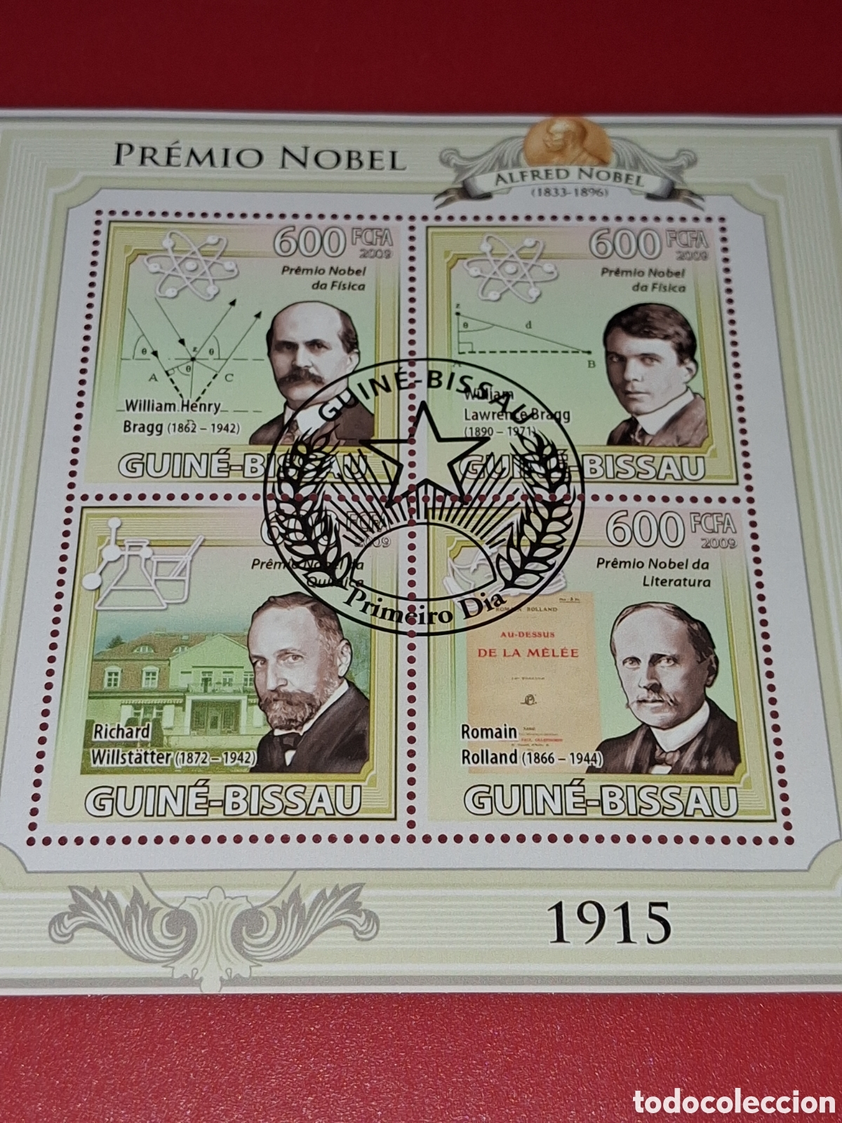 Sellos: HB Guinea-Bissau mtda 2009. Premios Nobel. F&iacute;sica, Bragg. Qu&iacute;mica, Willstatter. Literarira,