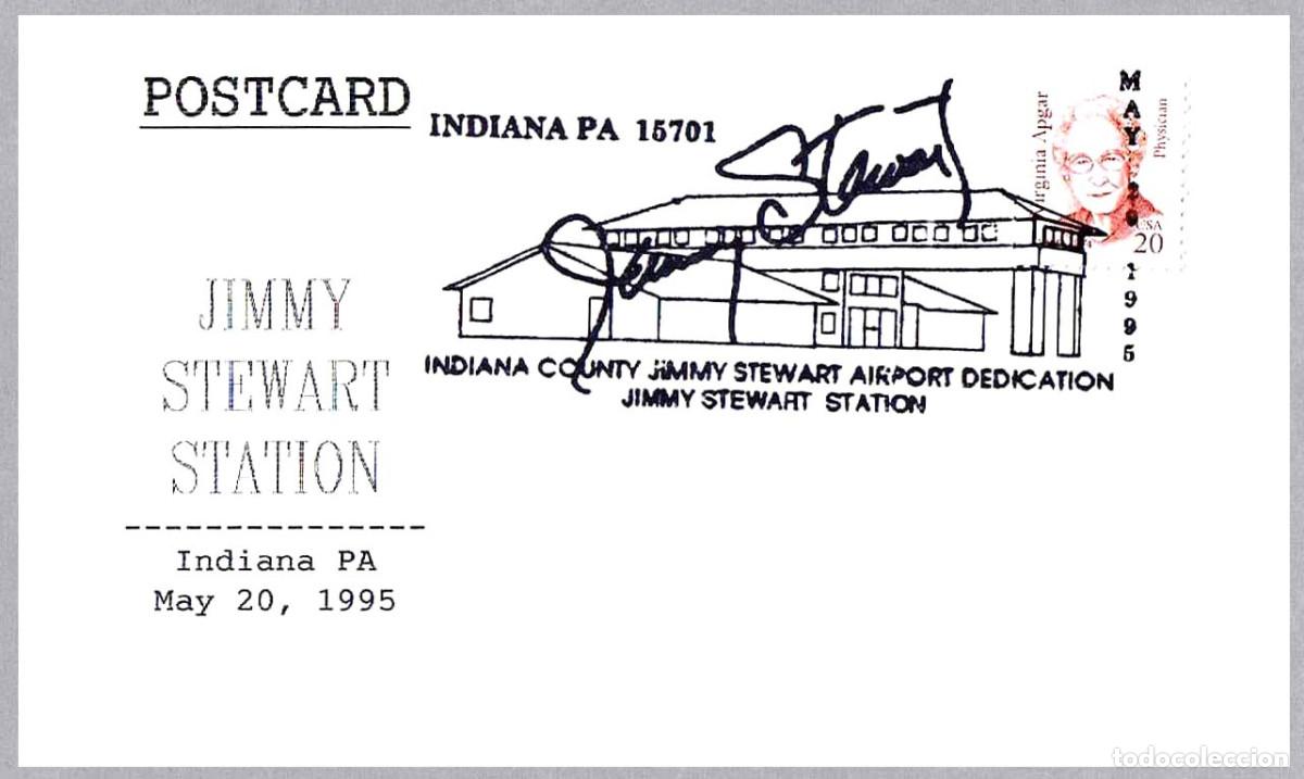 Sellos: Matasellos CINE - ACTOR JIMMY STEWART. Indiana PA, Estados Unidos, 1995