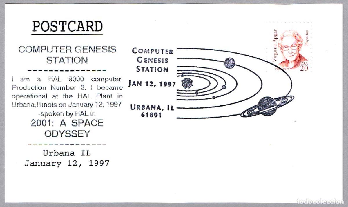 Briefmarken: Matasellos CINE - NACIMIENTO DE HALL 9000 - 2001: UNA ODISEA DEL ESPACIO. Urbana IL, USA, 1997