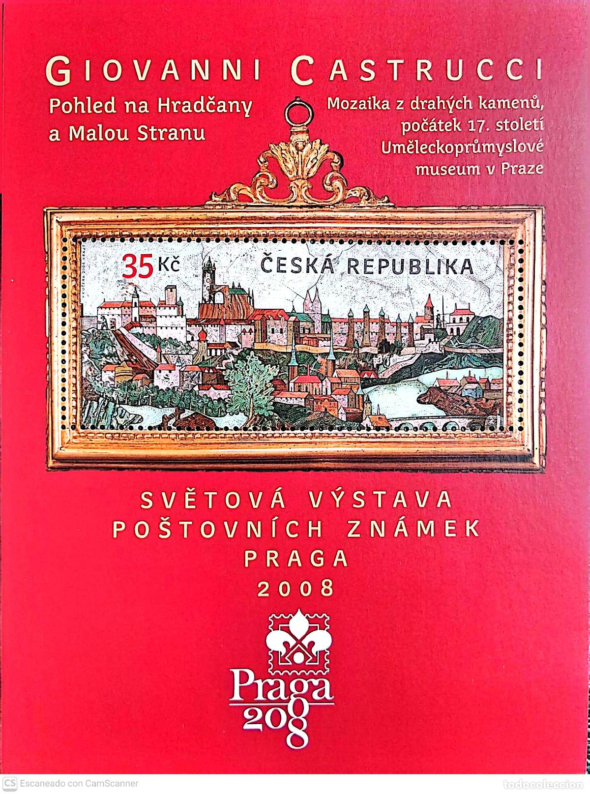 Sellos: Rep. Checa. HB 23 Vista del Castillo de Praga en mosaico. Exposici&oacute;n Filat&eacute;lica Praga 2008. 2006. Se