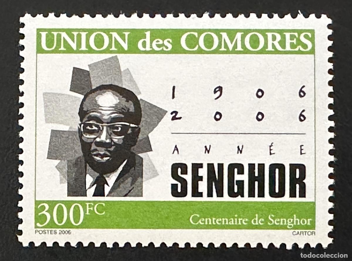Sellos: Comoras 2011 Mi. 3088 Centenario L&eacute;opold S&eacute;dar Senghor presidente poeta 300FC