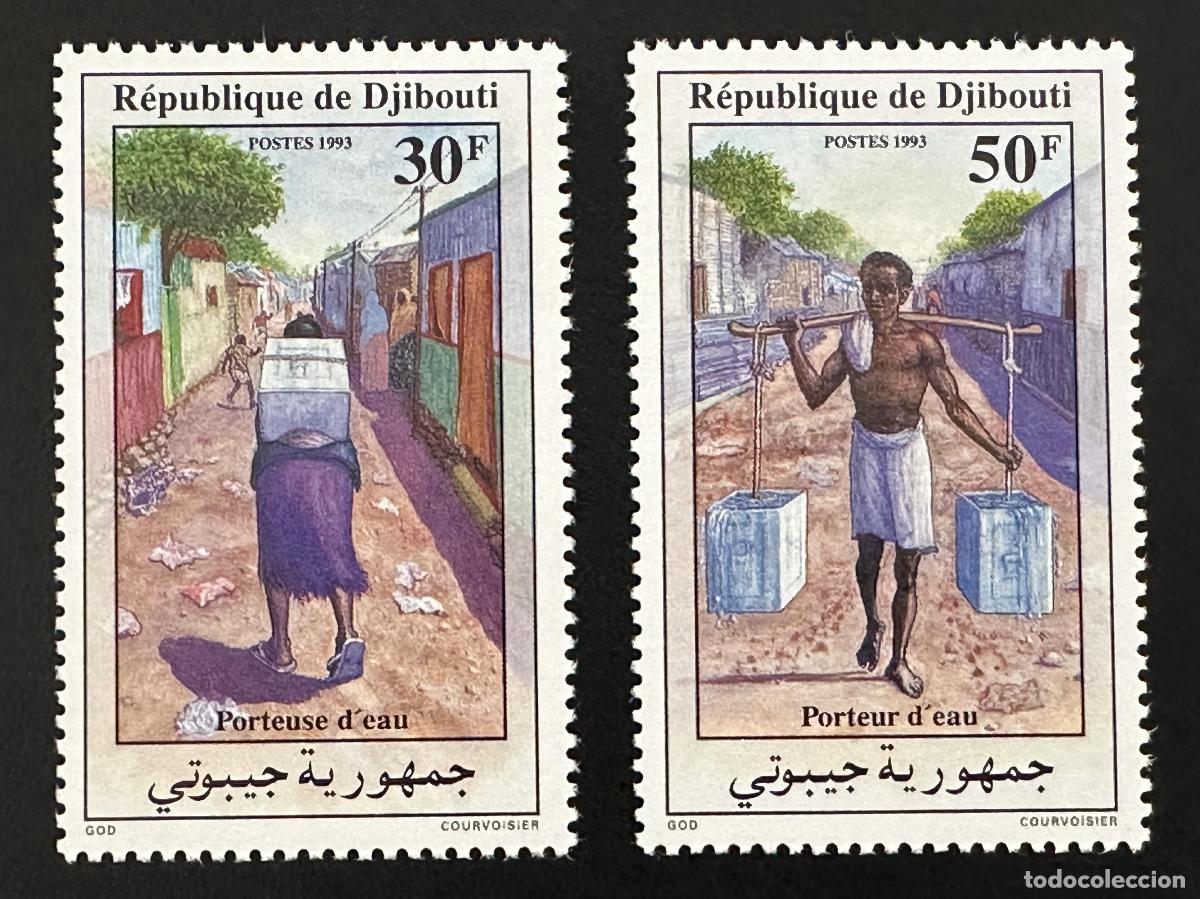 Sellos: Yibuti 1993 Mi. 584-585 portadores agua escena calle aldea &Aacute;frica