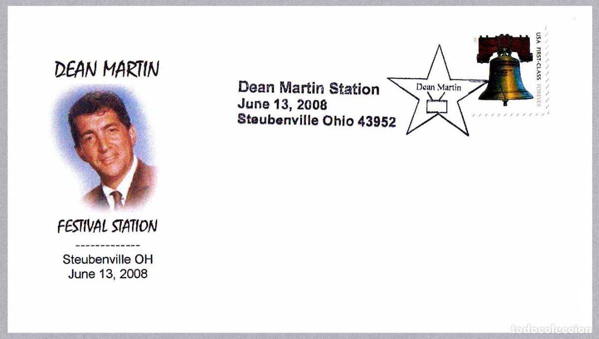 Sellos: Matasellos CINE - ACTOR DEAN MARTIN. Steubenville OH, Estados Unidos, 2008