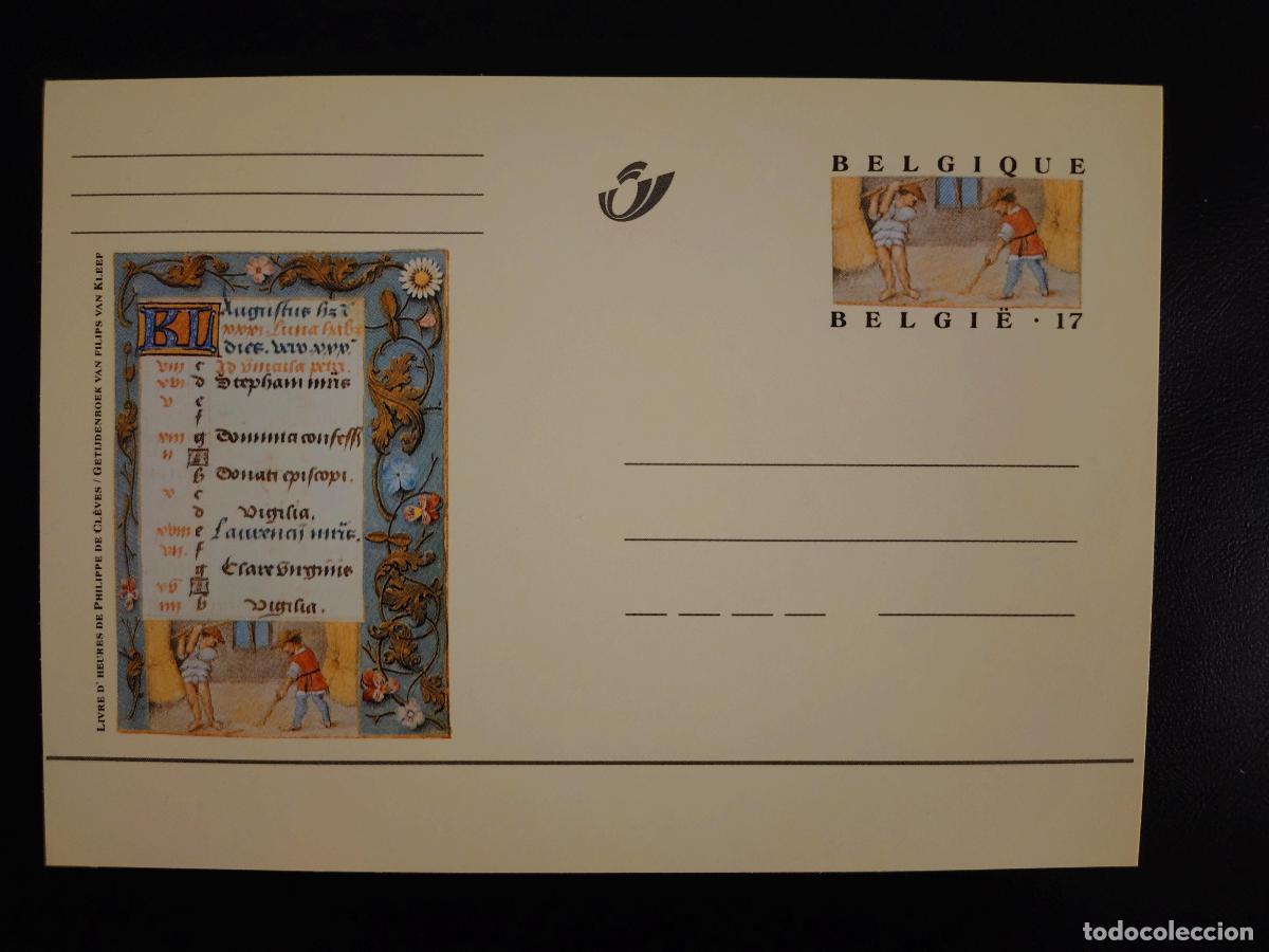 Sellos: B&eacute;lgica completo postal ilustrado Libro de Horas Felipe Cl&egrave;ves