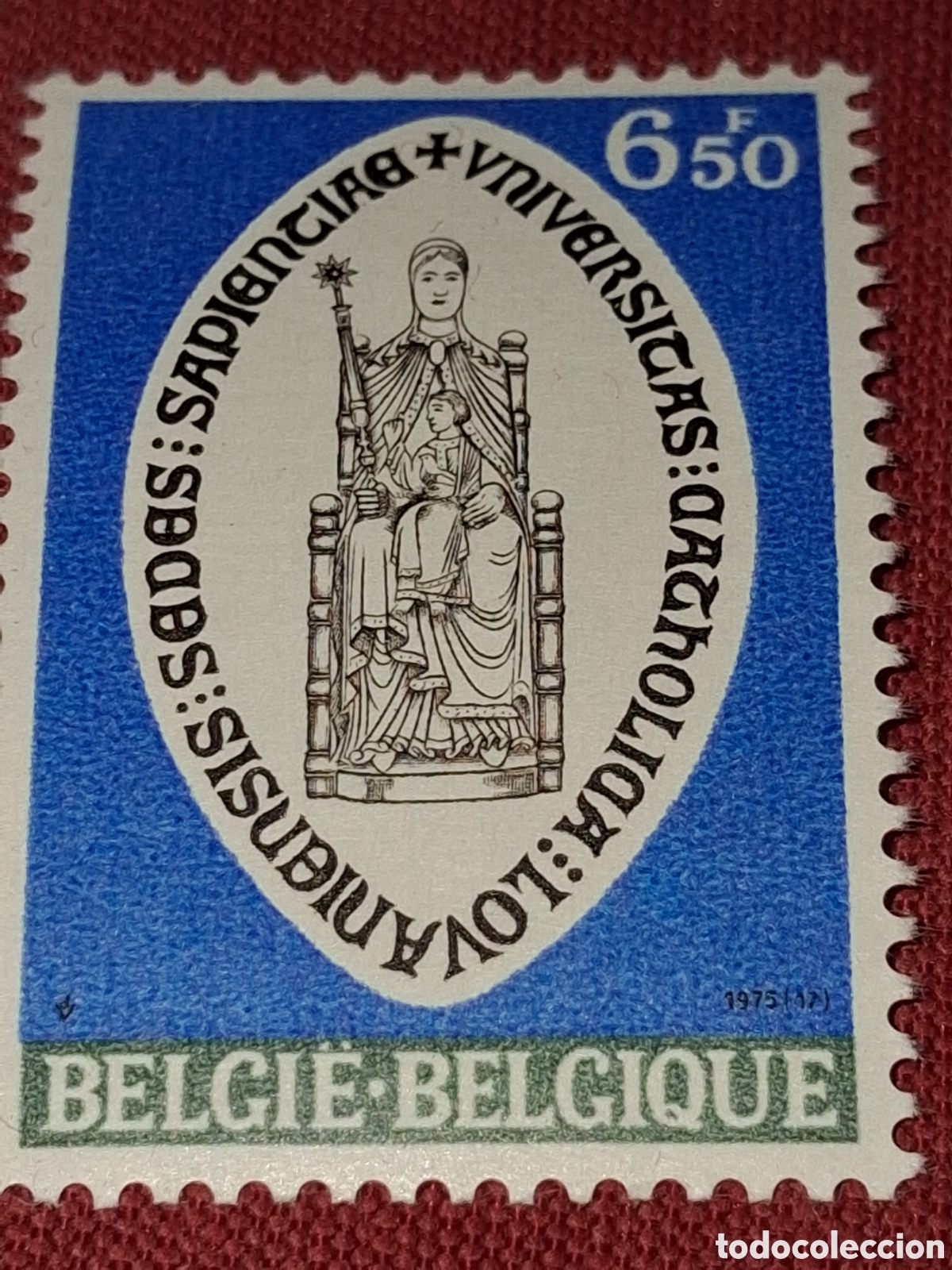 Sellos: Sello B&eacute;lgica nuevo 1975. 550Aniv Universidad cat&oacute;lica Lovaina. Escudo. Cultura. Arte. Historia. Edu