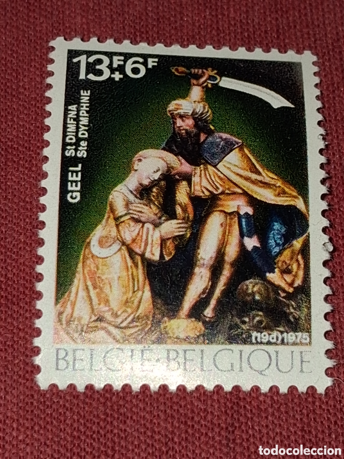 Sellos: Sello (1/4v) B&eacute;lgica nuevo 1975. Solidaridad. Decapitaci&oacute;n Santa Dymphna. Arte. Santos.