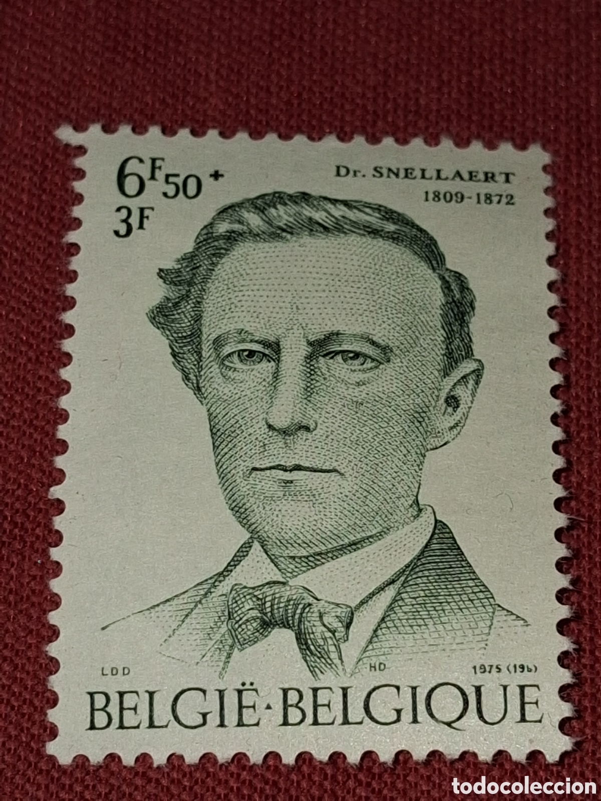 Sellos: Sello (1/4v) B&eacute;lgica nuevo 1975. Solidaridad. Ferdinan Augustijn. Medico. Sanidad. Salid. Medicina