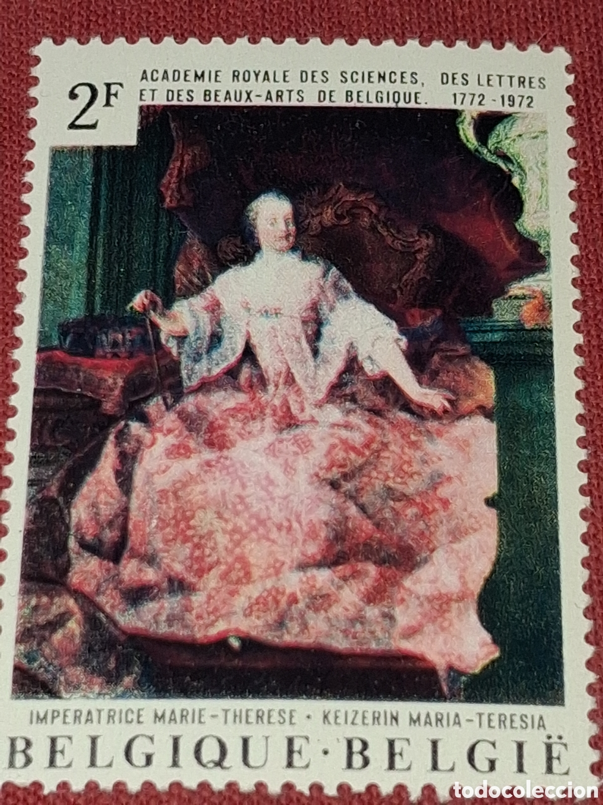 Sellos: Sello B&eacute;lgica nuevo 1972. 200Aniv real academia ciencias bellas artes. Pintura. Emperatriz.