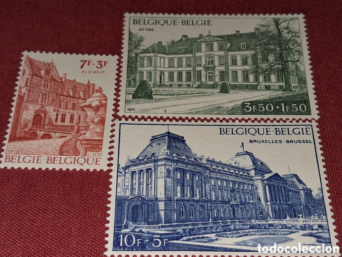 Sellos: Sello B&eacute;lgica nuevo 1971. Exp Filt Inter. B&eacute;lgica,71. Arquitectura. Ayuntamiento. Castillo. Fortalez