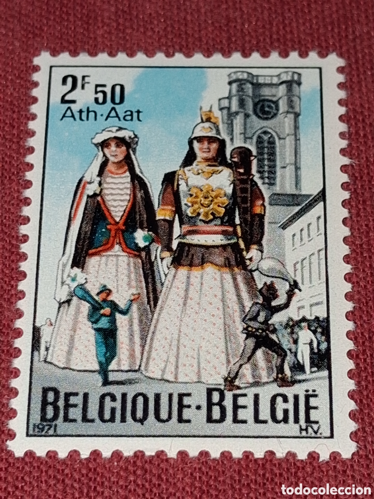 Sellos: Sello (1/2v) B&eacute;lgica nuevo 1971. Turismo. Gigantes. Festival. Fiesta. Folclore. Disfraz. Danza. Bali
