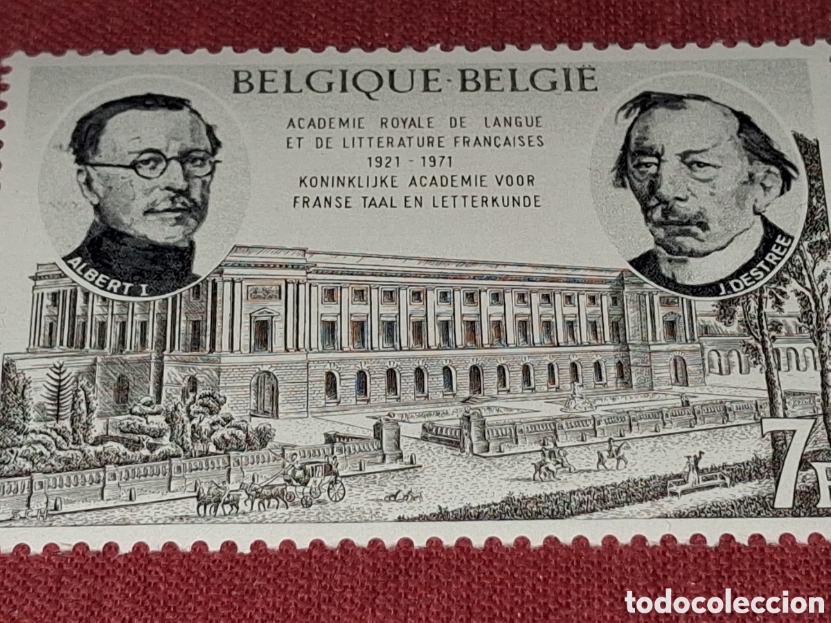 Sellos: Sello B&eacute;lgica nuevo 1971. 50Aniv real academia francesa. Arte. Cultura. Arquitectura.