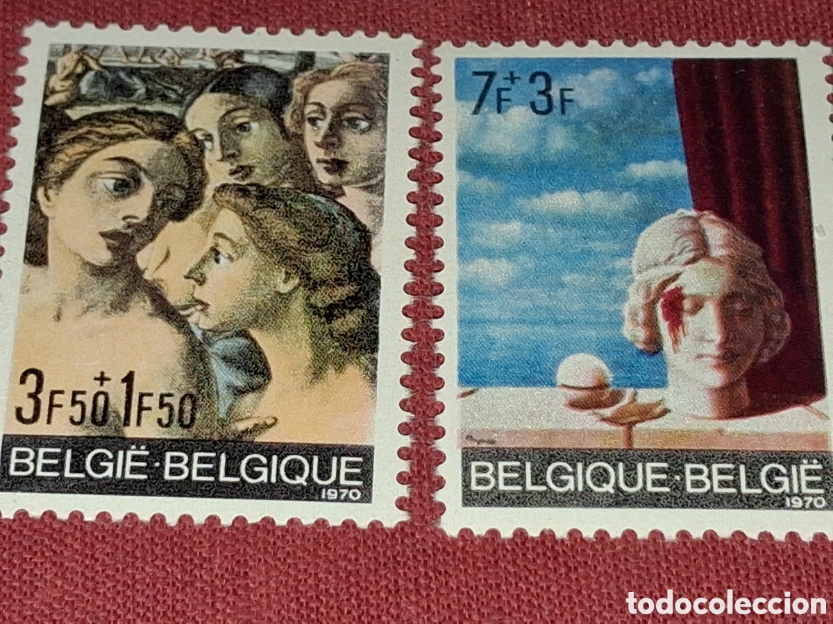 Sellos: Sello B&eacute;lgica nuevo 1970. Fragmento. Ciudad ansiosa. Pintura. Paul Delvaux. Busto