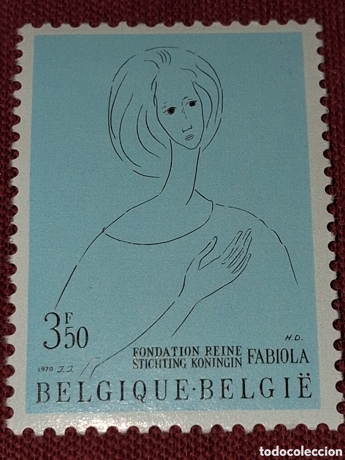 Sellos: Sello B&eacute;lgica nuevo 1970. Fundaci&oacute;n reina Fabiola para enfermos mentales. Salud. Medicina. Psiquiatr