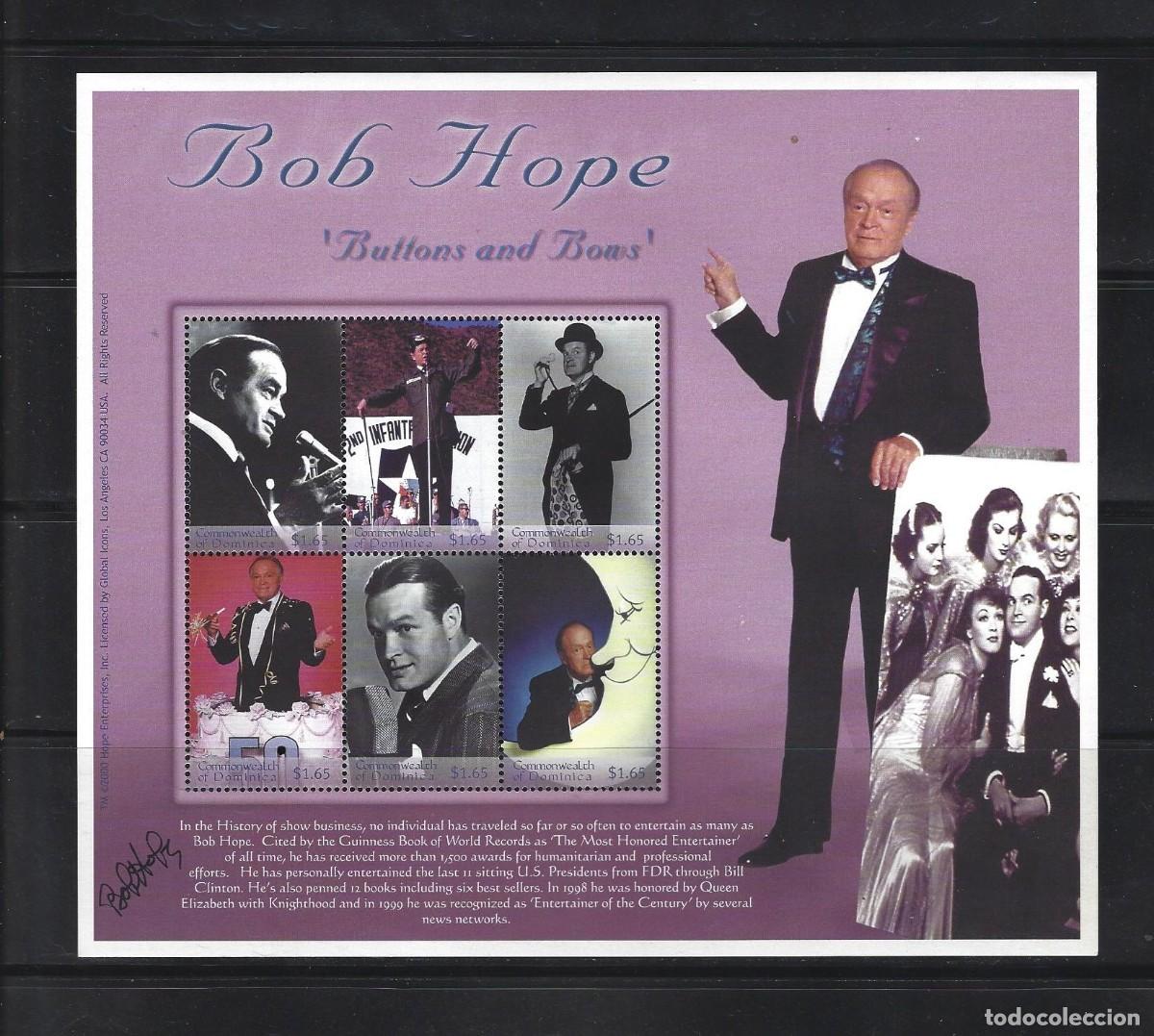 Sellos: SELLOS TEMA CINE DOMINICA 2000 MINHOJA BOB HOPE 6v.