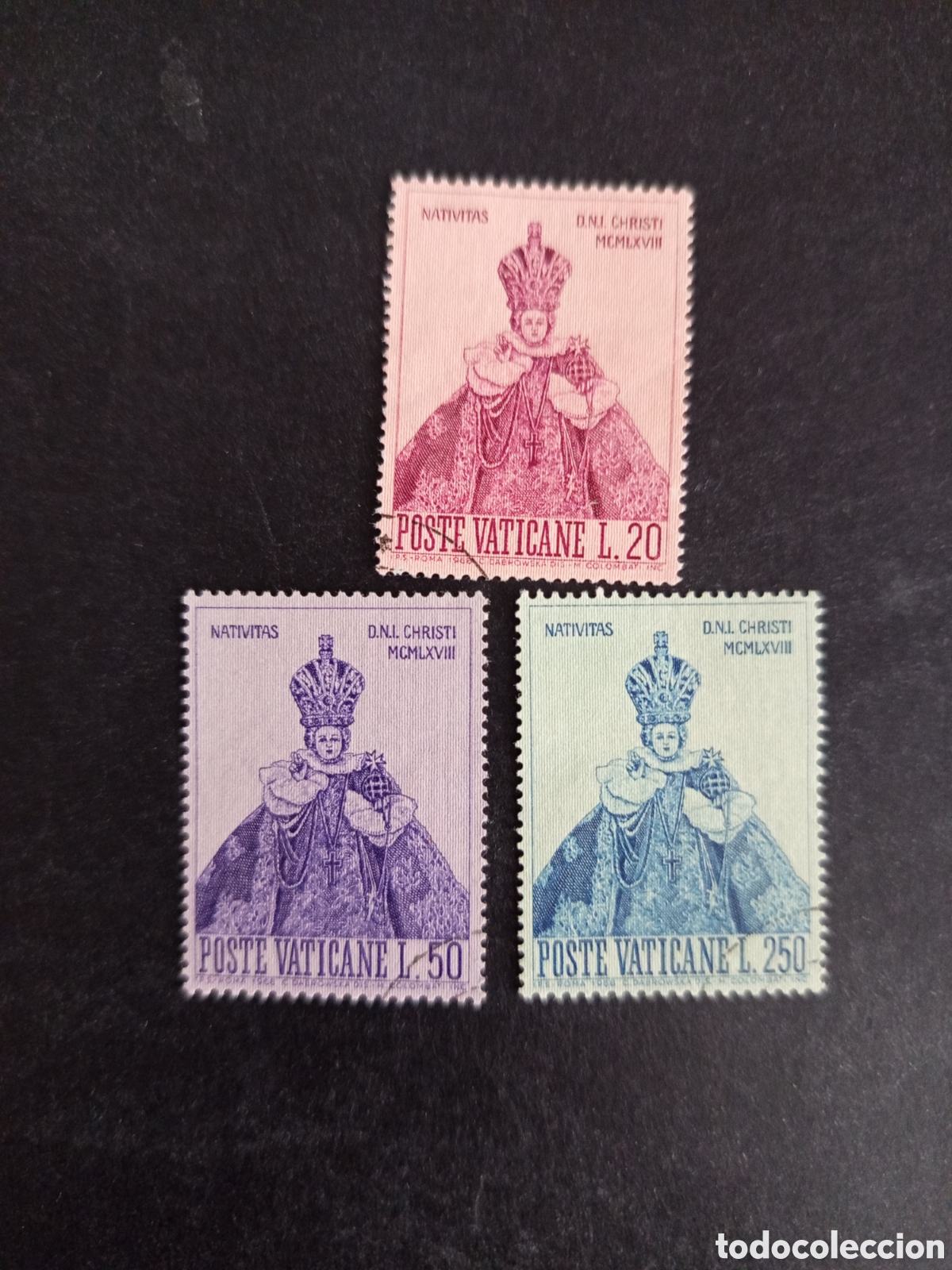 Sellos: Vaticano, 1968. Navidad. Ni&ntilde;o Jes&uacute;s de Praga. Serie completa en usado. Yvert 482/4. Pedido m&iacute;nimo 3&euro;