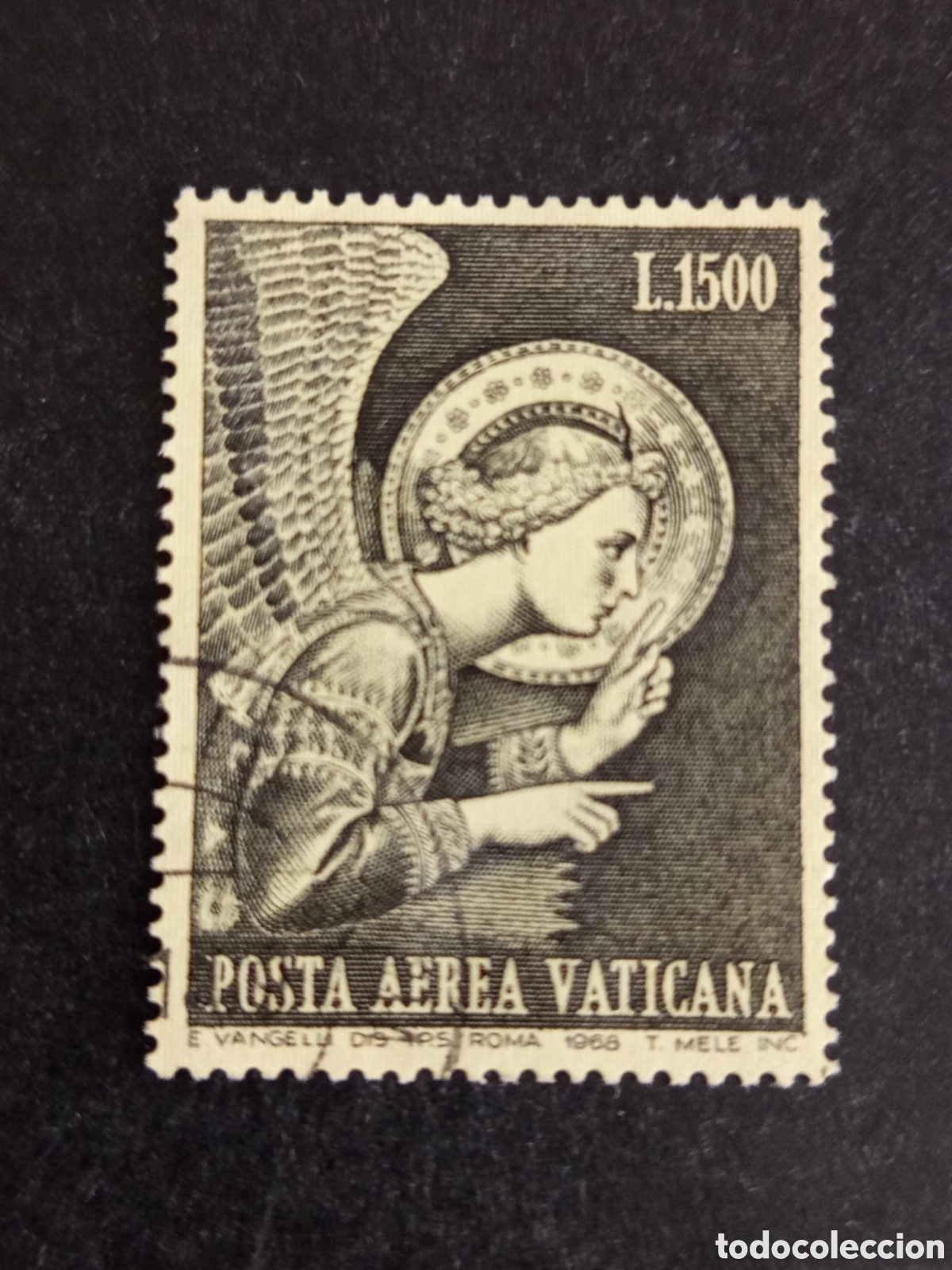 Sellos: Vaticano, 1968. La Anunciaci&oacute;n (Fra Ang&eacute;lico). Yvert a&eacute;reo 54. Usado. Pedido m&iacute;nimo 3 &euro;. Ver fotos