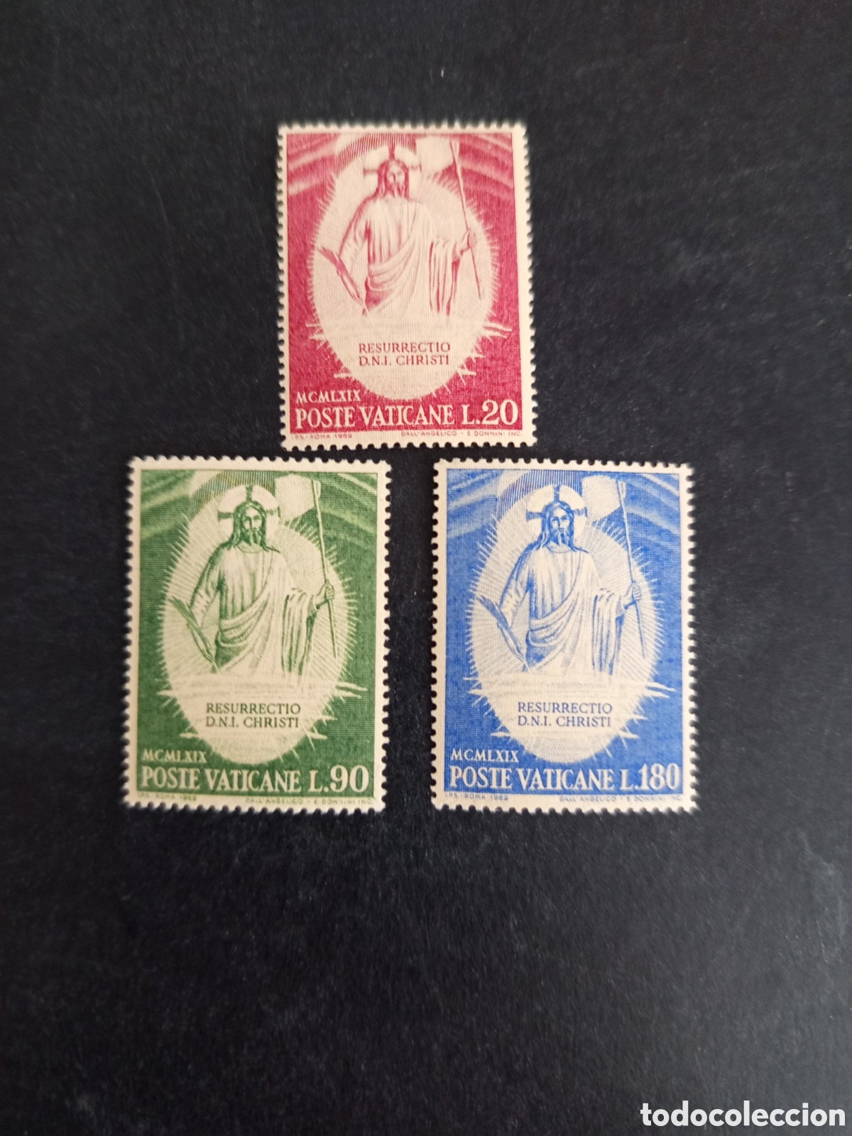 Sellos: Vaticano, 1969. Resucitado (Fra Ang&eacute;lico). Serie completa en nuevo. Yvert 485/7 Pedido m&iacute;nimo 3 &euro;.